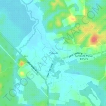 Mawai topographic map, elevation, terrain