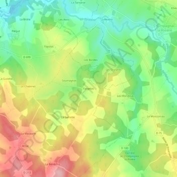 Fargetas topographic map, elevation, terrain