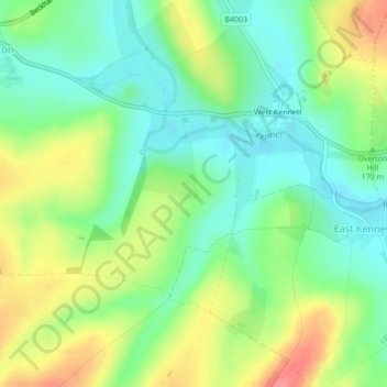 West Kennet Long Barrow topographic map, elevation, terrain