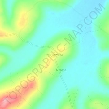 Kyalutwaka topographic map, elevation, terrain