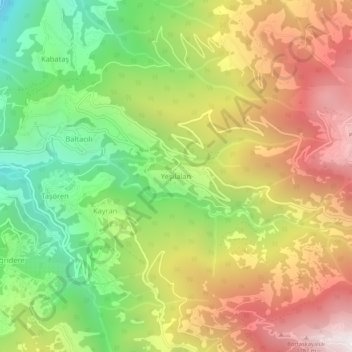 Yeşilalan topographic map, elevation, terrain