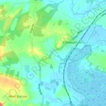 Watersfield topographic map, elevation, terrain