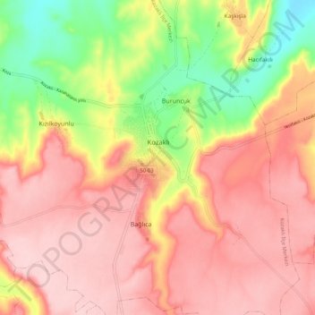 Kozaklı topographic map, elevation, terrain