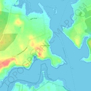 Clarence Point topographic map, elevation, terrain
