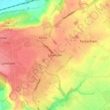 Lyneham topographic map, elevation, terrain