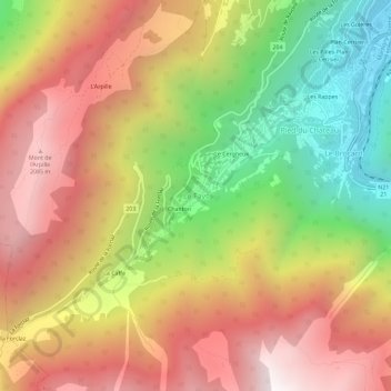 Le Fays topographic map, elevation, terrain