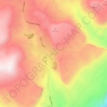 Gözne topographic map, elevation, terrain