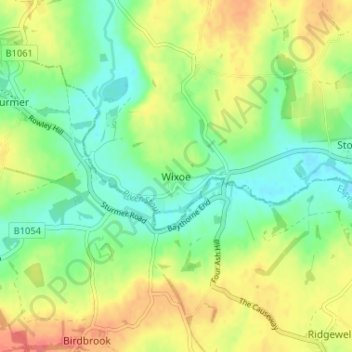 Wixoe topographic map, elevation, terrain