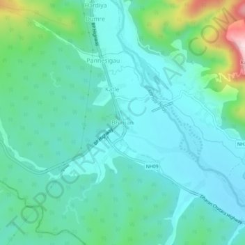 Bhiman topographic map, elevation, terrain