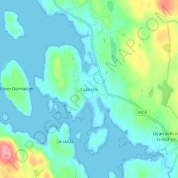 Callanish topographic map, elevation, terrain