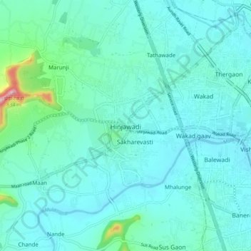 Hinjawadi topographic map, elevation, terrain