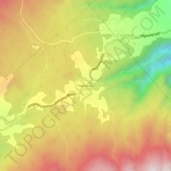 Haruhay topographic map, elevation, terrain