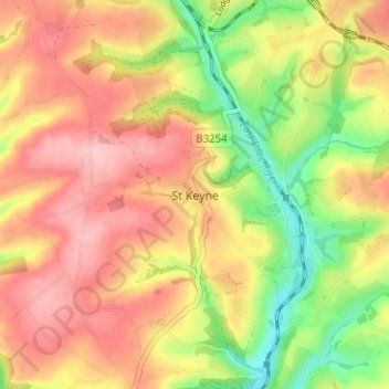 St Keyne topographic map, elevation, terrain