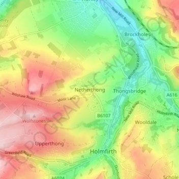 Netherthong topographic map, elevation, terrain