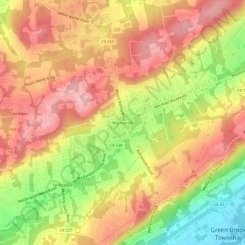 Warrenville topographic map, elevation, terrain