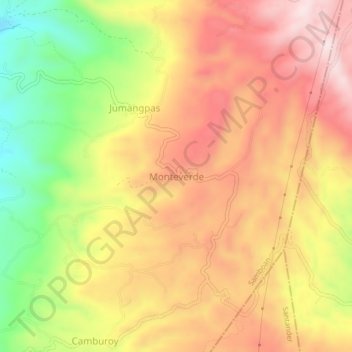 Monteverde topographic map, elevation, terrain