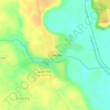 Sosnova topographic map, elevation, terrain