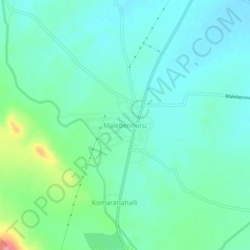 Malebennur topographic map, elevation, terrain