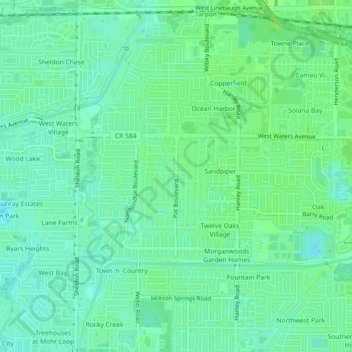 Pat Acres topographic map, elevation, terrain