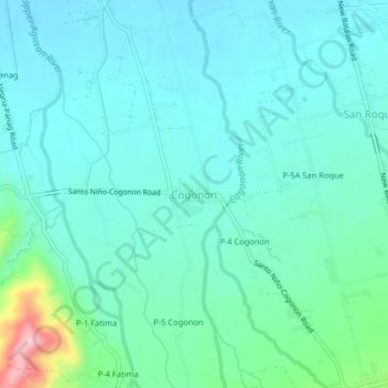 Cogonon topographic map, elevation, terrain