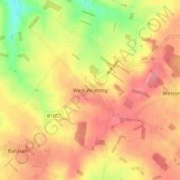 West Wratting topographic map, elevation, terrain