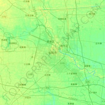 Fuyang topographic map, elevation, terrain