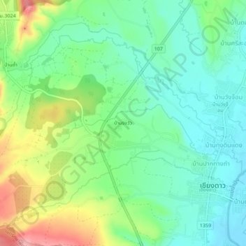 Ban Rong Wua topographic map, elevation, terrain