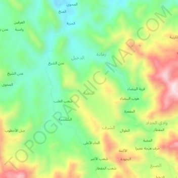 Al Batinah topographic map, elevation, terrain