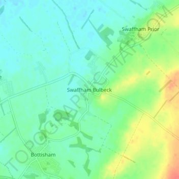 Swaffham Bulbeck topographic map, elevation, terrain