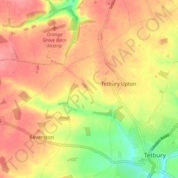 Chavenage topographic map, elevation, terrain