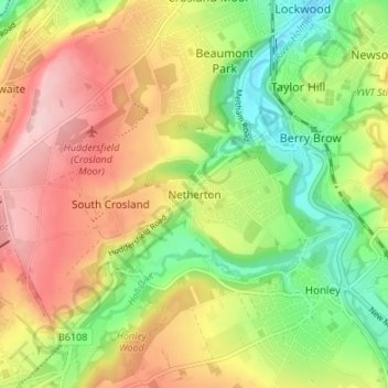 Netherton topographic map, elevation, terrain