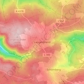Langenbrand topographic map, elevation, terrain