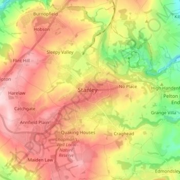 Stanley topographic map, elevation, terrain