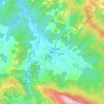 Oñati topographic map, elevation, terrain
