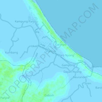 Palong topographic map, elevation, terrain