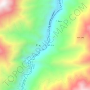Puerto Saldaña topographic map, elevation, terrain