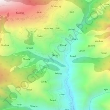 Narag topographic map, elevation, terrain