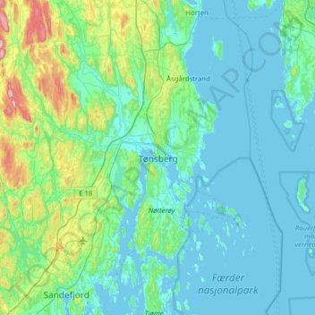 Tønsberg topographic map, elevation, terrain