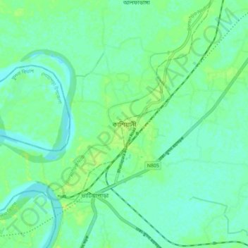 Kashiani topographic map, elevation, terrain