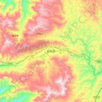 Yuxi topographic map, elevation, terrain