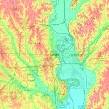 Omaha topographic map, elevation, terrain
