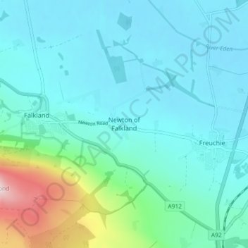 Newton of Falkland topographic map, elevation, terrain