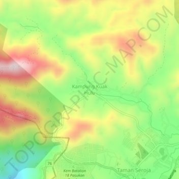 Kampung Kuak Hulu topographic map, elevation, terrain