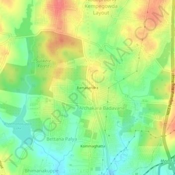 Ramasandra topographic map, elevation, terrain