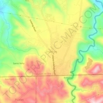 Indahag topographic map, elevation, terrain