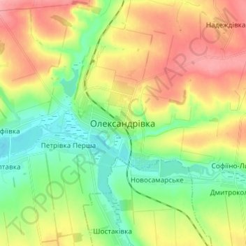 Oleksandrivka topographic map, elevation, terrain