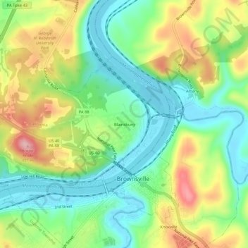 Blainsburg topographic map, elevation, terrain