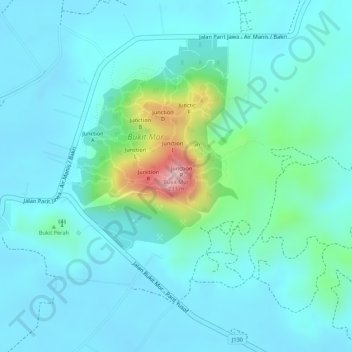 Bukit Mor topographic map, elevation, terrain