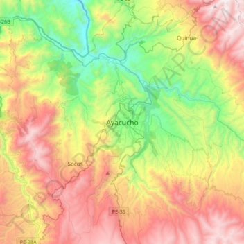 Ayacucho topographic map, elevation, terrain