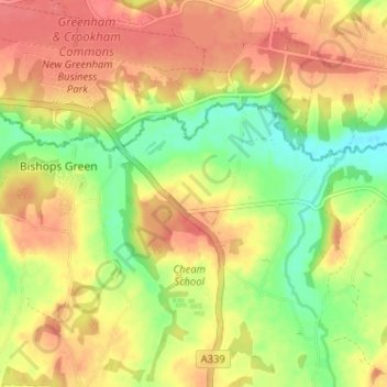 Headley topographic map, elevation, terrain